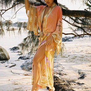 Tangerine Mermaid Dreams Boho Kimono Robe